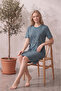 Cotton Patterned Striped Interlock Knitted Short Sleeve Nightgown Dress 95cm - 2