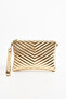 Gold Women's Faux Leather Stitched Adjustable Crossbody and Hand Strap Portfolio, Clutch Bag - 4