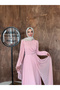 Mine Chiffon One-Shoulder Cape Women's Hijab Evening Dress - 4
