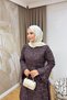 Women's Stoned and Floral Special Occasion Evening Dress