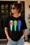 Palm Tree Pattern 3 Color Printed T-Shirt, 100% Cotton Unisex Oversize Cotton Black T-Shirt, Crew Neck T-Shirt - 2
