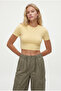 Women's New Serra 100% Cotton Butter Yellow Crop Top