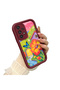 Samsung Galaxy A73 Compatible Case Camera Protector Burgundy Silicone Couple Phone Case Butterfly Pattern - 3