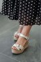 Pound Women's Leather Wedge Heeled Sandals Beige - 3