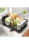 Dish Drying Rack, Stainless Steel Dish Rack for Kitchen Counter, Large-Capacity Dish Drainer with Cutlery Holder, Kitchen Organizer for Dishes, Spoons and Forks, Black