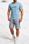 Limited Edition Printed Cotton Fabric Unisex T-Shirt-Grey Shorts Set
