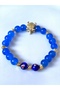 Blue Agate Natural Stone Bracelet – with Turtle Figure