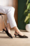 Two-Buckle Hazelnut Heel Women's Shoes 4 cm Patent Leather Brown - 3