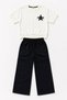 Girls' New City Printed Top and Bottom Set Casual Set with Wide-Legged Pants - 2