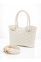 Imported Women's Laser Cut / Perforated Pattern Hand and Shoulder Bag with Zipper Width: 21 cm Length: 14 cm - 4