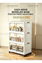 4 Tier Foldable Storage Cabinet with Doors and Wheels, 50cm Wide Plastic Storage Organizer - 4