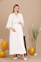White 2-Piece Maternity Nightgown Set – Long Model with Lace Detail - 4