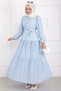 Belted Layered Dress Baby Blue