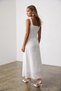 Women's white square neck flounced midi lace dress alc-x15558 - 7