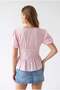 4895 Women's Transparent Embroidered Floral Patterned Balloon Sleeve Blouse Powder - 5