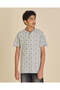 Senior Boys Grey Printed Mandarin Collar T-Shirt