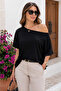 Women's One Shoulder Short Sleeve Loose Viscose Blouse