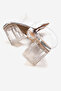 Women's Two-Strap Transparent Heeled Slippers Sandals Brovin Silver Wrinkled - 5