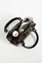 Women's Brown Wrinkled Textured Faux Leather Hand and Shoulder Bag - 5