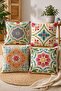 Abstract Ethnic Drawings Patterned 4-Piece Throw Pillow Cover Set