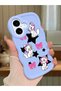 iPhone 16 Compatible Case Camera Protector Blue Silicone Couple Phone Case Character Pattern