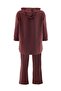 Plus Size Hooded Sweatshirt & Trousers Set with Piping Detail - Red Brown - - 4
