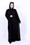 Elegant Black Front-Open Abaya with Side-Pattern Detail and Matching Sheila - 6