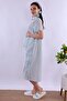 100% Cotton Scalloped Fabric Maternity Nightgown Effortt - Blue - 3