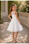 Girl's Off-White Color Floral Patterned Stoned Sleeveless Short Dress - 3
