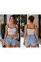 Women's White Black Strap Camisole Tank Top