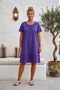 Purple Lace Collar Short Sleeve Lined Skirt Embroidered Casual Cotton Woven Dress 102 55 - 5