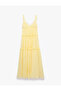 Viscose Fabric Comfortable Fit Layered Lace Detailed Strappy Long Flared Dress - 2