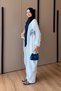 Women's Tulle Floral Embroidered Linen Bat Sleeve Suit - 6