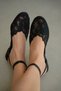Odette Flat Sole Lace Detail Ankle Belt Buckle Women's Ballerinas - Black