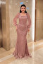 Full Beaded Sleeves Chiffon Dress - Dried Rose - 2