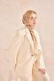 Twill Silk Detailed Belt Scarf Beige 90X90 - 5