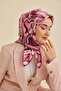وشاح حريري من التويل بنمط تجريدي وردي غامق 90x90 - 4
