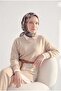 Shiny Textured Scarf Dark Smoked Mocha Toned Geometric Patterned Water-Repellent Shiny 90X90 - 3
