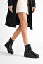 S240 Women's Crocodile Patterned Serrated Thick Sole Zippered Buckle Ankle Boots - 3