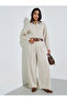 Cream Wide Leg Trousers With Belt Loops