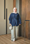 Women's Asymmetrical Cape Detailed Poplin Shirt Navy Blue - 5