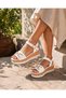 Verona Gold Buckle Detailed Wedge Heeled Women's White Sandals - 2