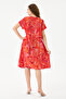 Red Italian Floral Patterned Double Side Pocket Dress 38 - 44 Size - 5