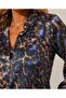 Women's Leopard Patterned Cotton Satin Relax Fit Shirt - 7