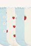 Fruit Printed Seamless 4-Piece Cotton Long Mixed Socks for Baby Girl I0411A5Ns - 3