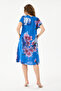 Cobalt Blue Italian Floral and Batik Patterned Dress with Double Side Pockets Size 38 - 44 - 5