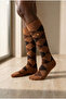 Women's Plaid Patterned Studded Knee Socks Brown