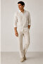100% Pure Linen Striped Long Sleeve Regular Fit Men's Shirt |   Ee100129774 - 5