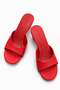 Red Women's Short Heeled Strappy Slippers Daily Stylish Open Toe Slippers