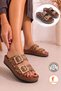 Women's 2-Pack Embroidered Stylish Buckle Women's Slippers Soft Comfortable Sole Slippers - 6